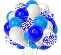 White and Blue Balloons 10 Inch 25 Pack Light Sky Blue Confetti Balloon Men Boys Birthday Wedding Engagement Anniversary Prom Graduation Bachelor Party Decor