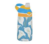 White and Blue Calla Lilies Sports Water Bottles with Leak Proof Spout Lid Lightweight Gym Water Bottle for Gym, Travel, Home, School, Office botellas para agua