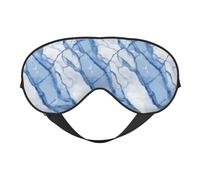 White and Blue Marble Pattern Sleep Mask Eye Mask with Adjustable Strap, Eye Sleep Shade Cover Blocks Light for Women Men Airplane Travel Nap Meditation
