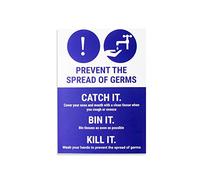 White and Blue Prevent The Spread of Germs Magnetic Sign to Ensure Staff and Customers Prevent the Spread of Germs