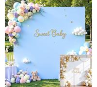 White and Blue Square Arch Backdrop Cover 6.6FT x 6.6FT Arch Covers Stretchy Backdrop Spandex Fitted Double-Color Arch Cover Backdrops Covers for Wedding Birthday Party Graduation Baby Shower Decor
