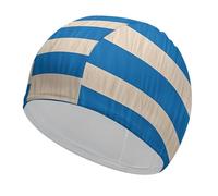 White and Blue Stripes Swim Cap Comfortable Swimming Caps Stretchable Durable Swimming Hat for Men and Women