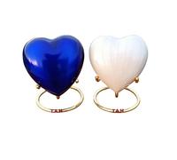 White and Blue Urn Set of 2 Keepsake Mini Heart Cremation Urn with Brass Stand - for Your Loved One Lost & Human Ashes