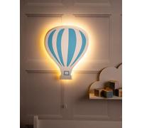 Marco Paul Blue Hot Air Balloon Wooden White LED Night Light Battery Powered Night Light Kids Room Decor Wall Lights Wall Mounted Nursery Bedside Lamp Baby Gifts Bedroom Decor Lighting