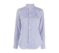 Polo Ralph Lauren Womens Polo Ralph Lauren Brand-Embroidery Stripe Long-Sleeve Cotton Shirt White/ Fall Royal 10