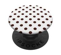 White and Brown Polka Dot Pattern Aesthetic Cute Polkadot PopSockets Adhesive PopGrip