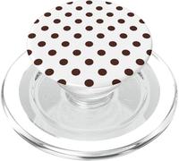 White and Brown Polka Dot Pattern Aesthetic Cute Polkadot PopSockets PopGrip for MagSafe