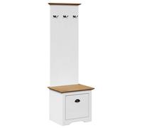 (white and brown) vidaXL Hallway Cabinet with Hooks Hallway Storage Unit Side Cabinet Cupboard