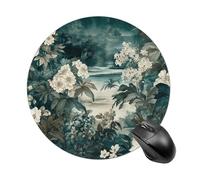 White and Emerald Mouse Pad Round Computer Mousepad Cute Mouse Pads with Non-Slip Rubber Base Mouse Mat for Laptop Gaming Office Home