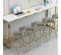 White and Gold Bar Dining Table with Footrest No Stools Narrow Design for Balcony or Window 78.7" Long x 11.8" Wide Perfect for Tea Shops and Small Spaces