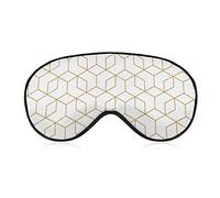 White and Gold Golden Linear Lattice Sleep Mask Abstract Solid Geometry Blindfold for Sleeping Elastic Blackout Eye Mask Cover for Full Night's Sleep Travel and Nap