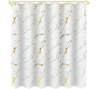 White and Gold Marble Shower Curtain Abstract Crack Geometry Shower Curtains for Bathroom Mould Resistant Fabric 3D Bathtub Curtain Waterproof Polyester120x180 cm (47 x 71 Inch) with 8 Hooks c.1424