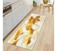 White and Gold Runner Rug for Entryway 60 x 150 cm Long Carpet, Luxury Plant Leaf Stripe Rug Runners Bedroom Floor, Washable Non Shedding Carpets for Hallway Entryway Kitchen