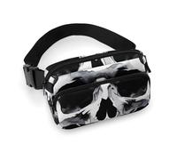 White And Gray Skull Graphics Fanny Pack for Women Men Waist Bag Belt Bag Adjustable Casual Bag for Travel Sports Hiking, white, 7.9x5.1inches