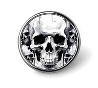 White and gray skull graphics Lapel Pin for Men Blue Flame Fashion Brooch Pin -Cute Enamel Badges, Aluminum Alloy Metal Pinback for Hats, Shirts, Bags, Jackets & Accessories (1 Inch Round Button Pins)
