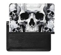 White And Gray Skull Graphics Passport Holder Passport Cover Protector Essentials with Credit Card Slots for Women Men