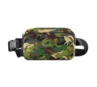 White and Green Camouflage Fashion Waist Pack Crossbody Bag for Men Women Water Resistant Zipper Fanny Pack Sling Bag with Adjustable Strap for Travel Gym Work