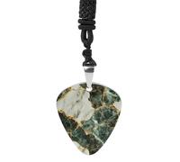 White And Green Marble Vintage Pick Necklace Guitar Bass Pick Pendant &B Steel Music Jewelry for Music Lovers
