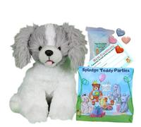 White and Grey Terrier Dog - Soft Plush Toy - 16 inch / 40cm - Build Make Your own Teddy Bear Kit - no sew