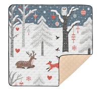 White and Joyous Christmas Snow Scene Cute Foldable Baby Playmat for Floor Lightweight Foldable Infant Play Activity Mat for Baby Toddler Infant, 50'' x 50''alfombrilla de actividad