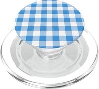 White and Light Blue Buffalo Check Plaid Classic lumberjack PopSockets PopGrip for MagSafe