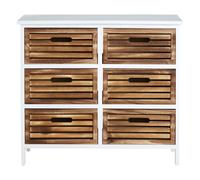 White and Natural 6 Drawer Chest, Contemporary Drawer Chest, 6 Drawers Unit, Delivered Fully Assembled Premier Housewares Natural One Size