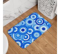 White And Navy Circular Evil Eye Contemporary Geometric Doormat Washable Door Mat Heavy Duty Bath Rug For Shoes Scraper Indoor Outdoor 40X60Cm