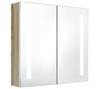 (white and oak, 62 x 14 x 60 cm) vidaXL LED Bathroom Mirror Cabinet Washroom Wall Cabinet Storage Vanity Unit