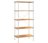Vidaxl 5-tier Shelving Unit White And Oak 80X40X163 Cm, White