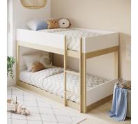 White and Oak Low Wooden Bunk Bed - Jesse