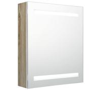 vidaXL LED Bathroom Mirror Cabinet White and Oak 50x14x60 cm, White