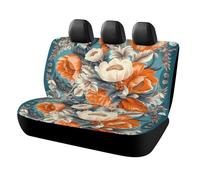 White And Orange Flowers Car Seat Cover Back Universal Auto Bench Rear Seat Protector Covers Non-Slip Automotive Interior Covers Fit Most Cars, SUV, Vans, Trucks Seats Cover for Car Accessories