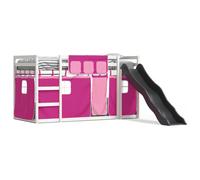 (white and pink, 80 x 200 cm) vidaXL Bunk Bed with Slide and Curtains Bed Frame Loft Bed Pink 90x190 cm