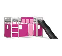 (white and pink, 90 x 190 cm) vidaXL Bunk Bed with Slide and Curtains Bed Frame Loft Bed Pink 90x190 cm