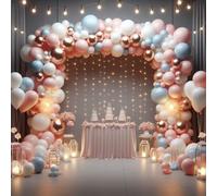 White and Pink Balloon Arch Kit - Rose Gold and Confetti Balloons for Kids, Men, Boy Birthday Party, Wedding, Anniversary, Retirement Decorations - 100 Pack Garland Kit
