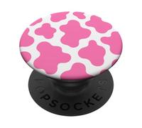 White and Pink Cow Print Cute Aesthetic Animal Y2K Cowgirl PopSockets Adhesive PopGrip