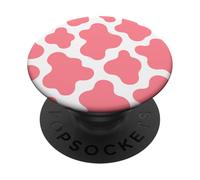 White and Pink Cow Print Cute Aesthetic Animal Y2K Cowgirl PopSockets Adhesive PopGrip