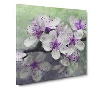 White And Purple Blossoms Canvas Print | Gallery Wrapped 30mm Frame Wall Art | 14x14 inches | Ready to Hang | Modern Picture | Living Room Bedroom Lounge Office