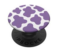 White and Purple Cow Print Cute Aesthetic Animal Y2K Cowgirl PopSockets Adhesive PopGrip