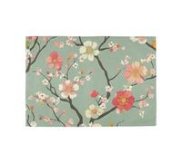 White and Red Cherry Blossom Decorative placemats and coasters for dining table plate machine washable placemats porta platos para mesa set of 6 12x18