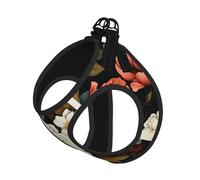 White and red Flowers Dog Harness - Equipped with Reflective Straps and Quick Release Buckles - Suitable for Small Cats and Dogs