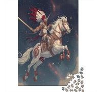 White And Red Horse Flying Across The Galaxy Jigsaw Puzzles for Adults And Kids. 1000 Pieces Aztec Warrior Whimsical Challenge Toy Educational Game Home Decor 38x26cm/1000pcs