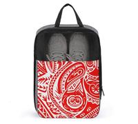 White And Red Tribal Pattern Shoe Bag Waterproof & Breathable Shoe Pouch for Travel, Portable Carry Case for Sports Sneakers, Gym, Vacation