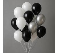White and Silver Balloons 100 Pack 10 Inch Metallic Silver Black and White Balloons for Birthday Wedding Anniversary Graduation Decorations New Year Prom Party Decorations