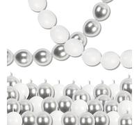 White and Silver Linking Balloons, 100PCS 6 Inch Small Metal Silver Quick Link Balloons for Making Balloon Wall Heart Arch Tails Balloon for Wedding Birthday Baby Shower Graduation Party Decorations