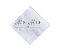 White and Silver Mr and Mrs Wedding Napkins Cocktail Beverage Napkins for Wedding Reception Bridal Shower Dinner Cake Dessert Table Decoraions 50 Counts