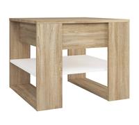 vidaXL Coffee Table White and Sonoma Oak 55.5x55x45 cm Engineered Wood, Cream