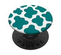 White and Teal Cow Print Cute Aesthetic Animal Y2K Cowgirl PopSockets Adhesive PopGrip