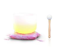 White And Yellow Gradient, Crystal Yoga Singing Bowl, 8-12 ", Handmade, Meditation Props, Relieve Fatigue And Anxiety, Suitable For Beginners And Professionals,10 Inches