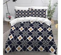 White And Yellow Hand-Painted Pattern Duvet Cover Set 260×220cm Bohemian Style Soft Lightweight Microfibre 3 Piece Bedding Set with 2 Pillowcase 50 * 75cm All Season Quilt Cover with Zipper Closure